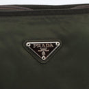 PRADA Shoulder Bag Nylon Khaki Silver Auth 165495-14