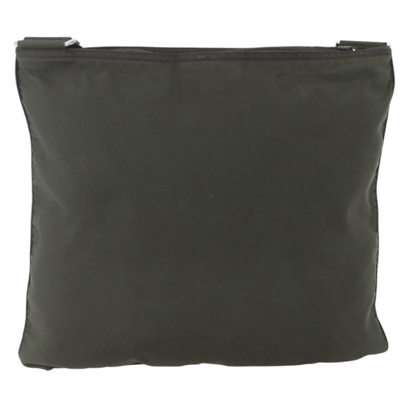 PRADA Shoulder Bag Nylon Khaki Silver Auth 165495