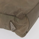 PRADA Tote Bag Nylon Beige Silver Auth 165496-9