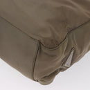 PRADA Tote Bag Nylon Beige Silver Auth 165496-16