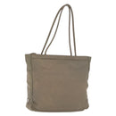 PRADA Tote Bag Nylon Beige Silver Auth 165496-1