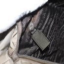 PRADA Tote Bag Nylon Beige Silver Auth 165496-21