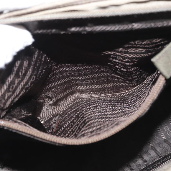 PRADA Tote Bag Nylon Beige Silver Auth 165496