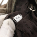 PRADA Tote Bag Nylon Beige Silver Auth 165496-12