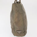 PRADA Tote Bag Nylon Beige Silver Auth 165496-4