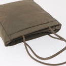 PRADA Tote Bag Nylon Beige Silver Auth 165496-6