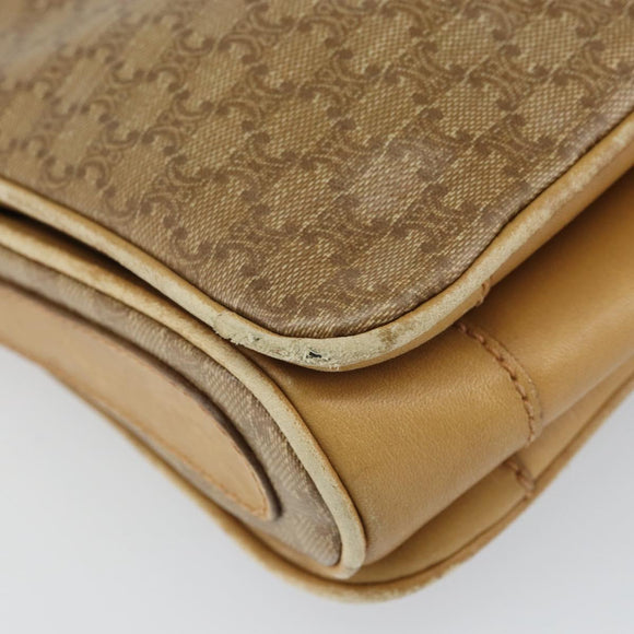 CELINE Macadam Canvas Shoulder Bag PVC Beige Gold Auth 165501
