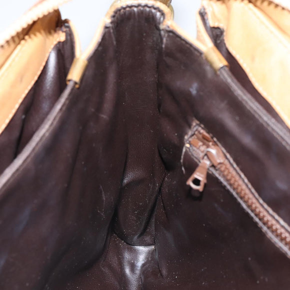 CELINE Macadam Canvas Shoulder Bag PVC Beige Gold Auth 165501