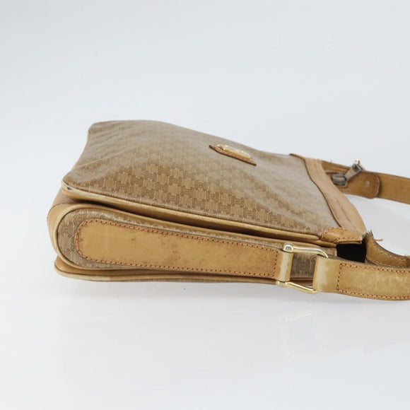 CELINE Macadam Canvas Shoulder Bag PVC Beige Gold Auth 165501