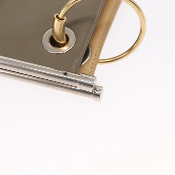 Chloe Roy Double Clutch Shoulder Bag Leather Gray Silver Auth 165505