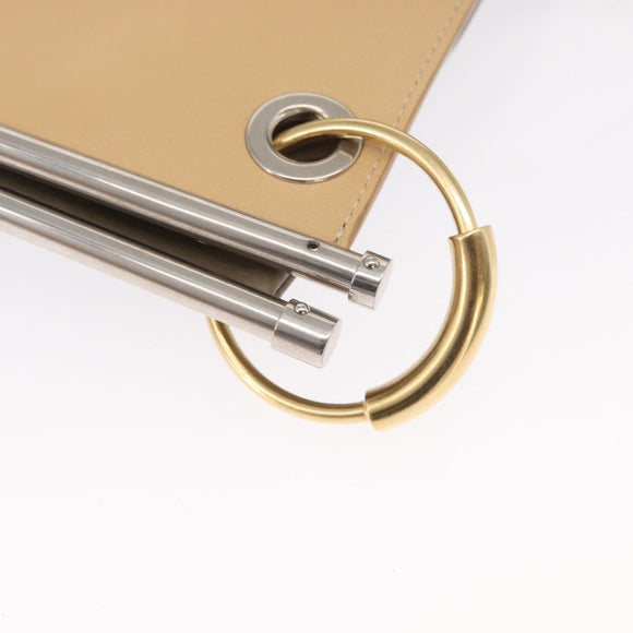 Chloe Roy Double Clutch Shoulder Bag Leather Gray Silver Auth 165505