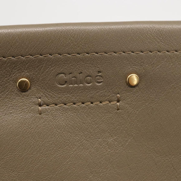 Chloe Roy Double Clutch Shoulder Bag Leather Gray Silver Auth 165505