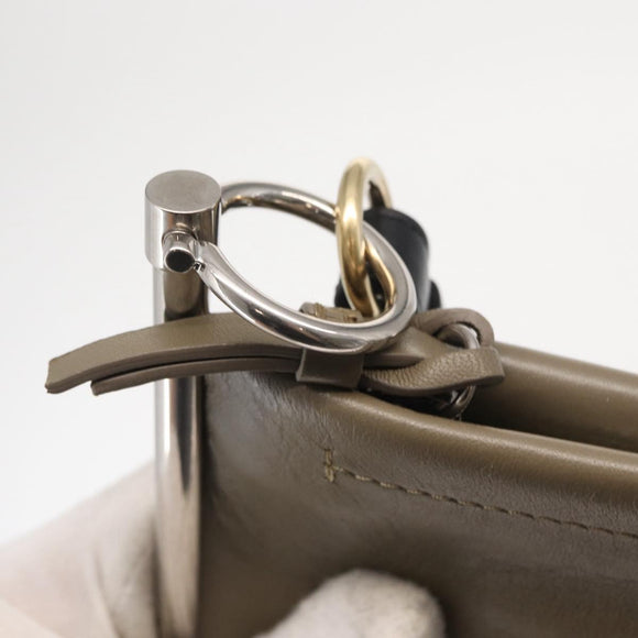 Chloe Roy Double Clutch Shoulder Bag Leather Gray Silver Auth 165505