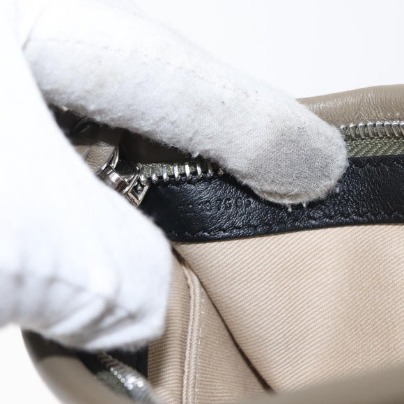 Chloe Roy Double Clutch Shoulder Bag Leather Gray Silver Auth 165505