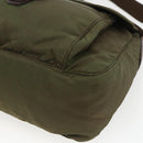 PRADA Shoulder Bag Nylon Khaki Silver Auth 165507-15