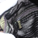 PRADA Shoulder Bag Nylon Khaki Silver Auth 165507-23