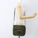 PRADA Shoulder Bag Nylon Khaki Silver Auth 165507-28
