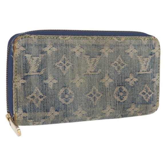 LOUIS VUITTON Monogram Denim Zippy Wallet Blue M95342 LV Auth 165510