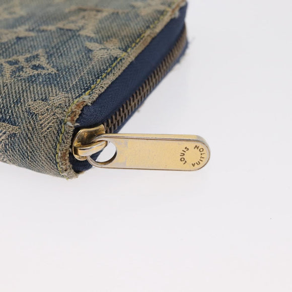 LOUIS VUITTON Monogram Denim Zippy Wallet Blue M95342 LV Auth 165510