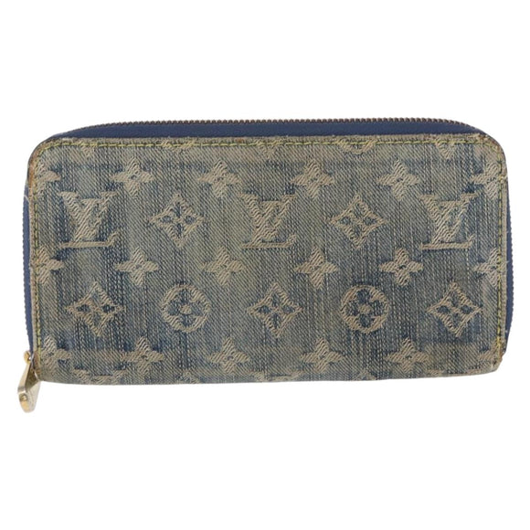 LOUIS VUITTON Monogram Denim Zippy Wallet Blue M95342 LV Auth 165510