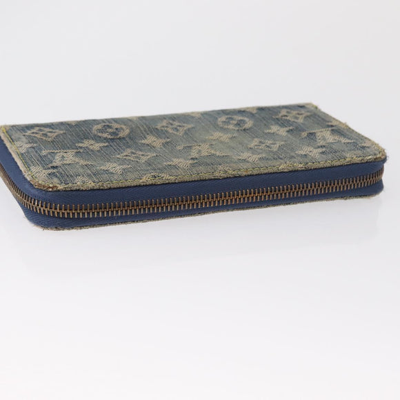 LOUIS VUITTON Monogram Denim Zippy Wallet Blue M95342 LV Auth 165510