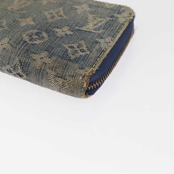 LOUIS VUITTON Monogram Denim Zippy Geldbörse Blau M95342 LV Auth 165510