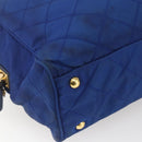 PRADA Chain Shoulder Bag Nylon Blue Gold Auth 165511-14