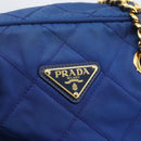 PRADA Chain Shoulder Bag Nylon Blue Gold Auth 165511-17