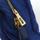 PRADA Chain Shoulder Bag Nylon Blue Gold Auth 165511-18