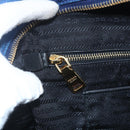 PRADA Chain Shoulder Bag Nylon Blue Gold Auth 165511-20