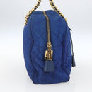 PRADA Chain Shoulder Bag Nylon Blue Gold Auth 165511-3