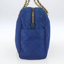 PRADA Chain Shoulder Bag Nylon Blue Gold Auth 165511-4