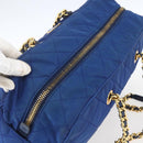 PRADA Chain Shoulder Bag Nylon Blue Gold Auth 165511-6