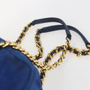 PRADA Chain Shoulder Bag Nylon Blue Gold Auth 165511-8