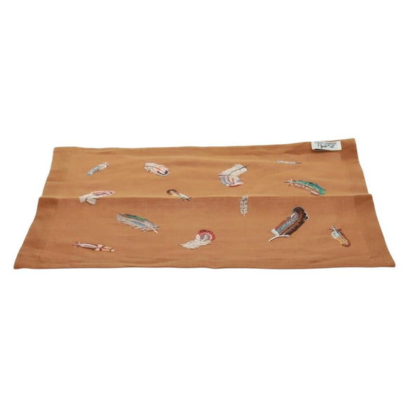 HERMES Place Mat Canvas Brown Auth 165512M