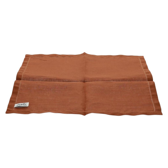 HERMES Place Mat Canvas Brown Auth 165512A