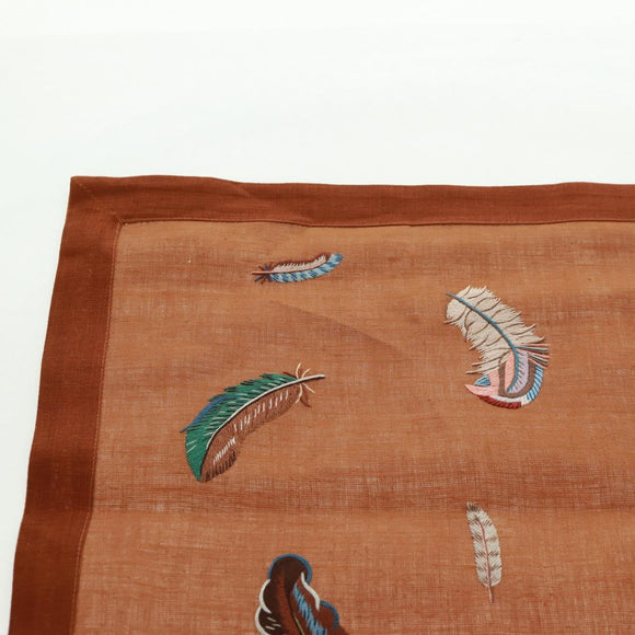 HERMES Place Mat Canvas Brown Auth 165512A