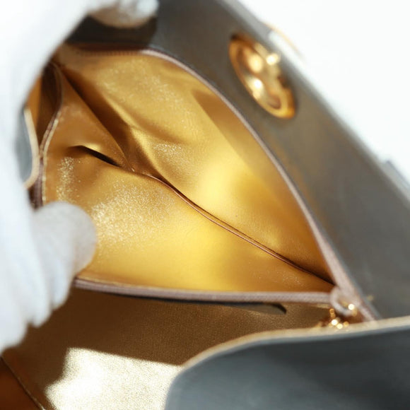 Salvatore Ferragamo Shoulder Bag Leather Gray Gold Auth 165516V