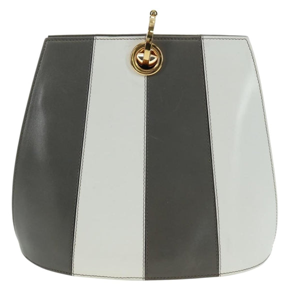 Salvatore Ferragamo Shoulder Bag Leather Gray Gold Auth 165516V