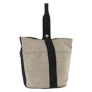 HERMES Hand Bag Canvas Gray Silver Auth 165517-1
