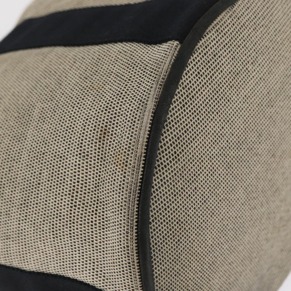 HERMES Hand Bag Canvas Gray Silver Auth 165517