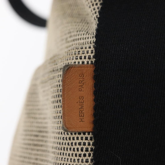 HERMES Hand Bag Canvas Gray Silver Auth 165517