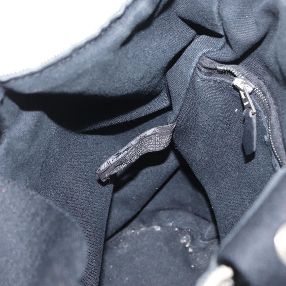 HERMES Hand Bag Canvas Gray Silver Auth 165517