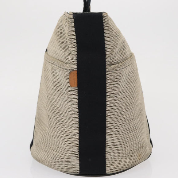 HERMES Hand Bag Canvas Gray Silver Auth 165517