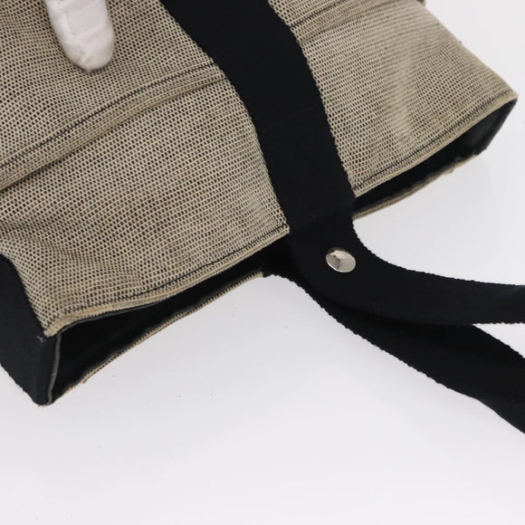 HERMES Hand Bag Canvas Gray Silver Auth 165517