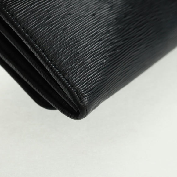 PRADA Chain wallet Shoulder Bag Leather Black Gold Auth 165528V