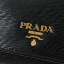 PRADA Chain wallet Shoulder Bag Leather Black Gold Auth 165528V-18