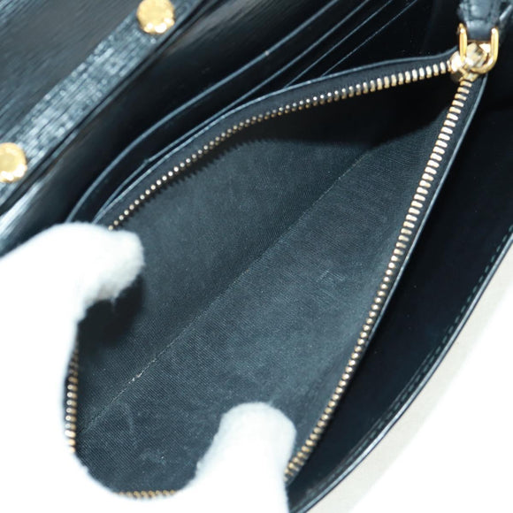 PRADA Chain wallet Shoulder Bag Leather Black Gold Auth 165528V