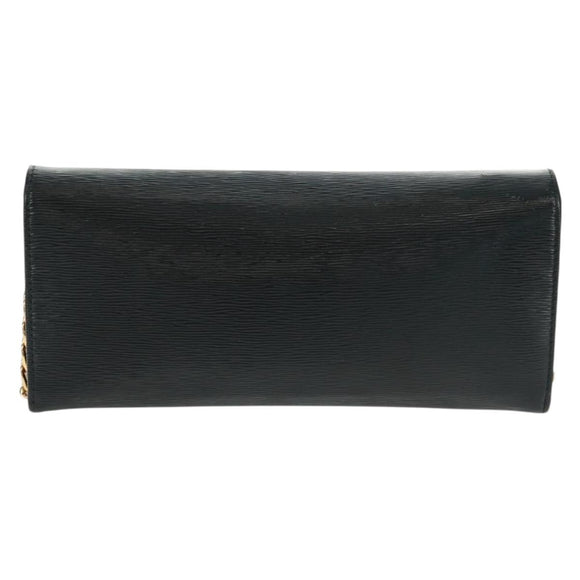 PRADA Chain wallet Shoulder Bag Leather Black Gold Auth 165528V
