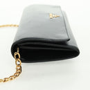 PRADA Chain wallet Shoulder Bag Leather Black Gold Auth 165528V-4